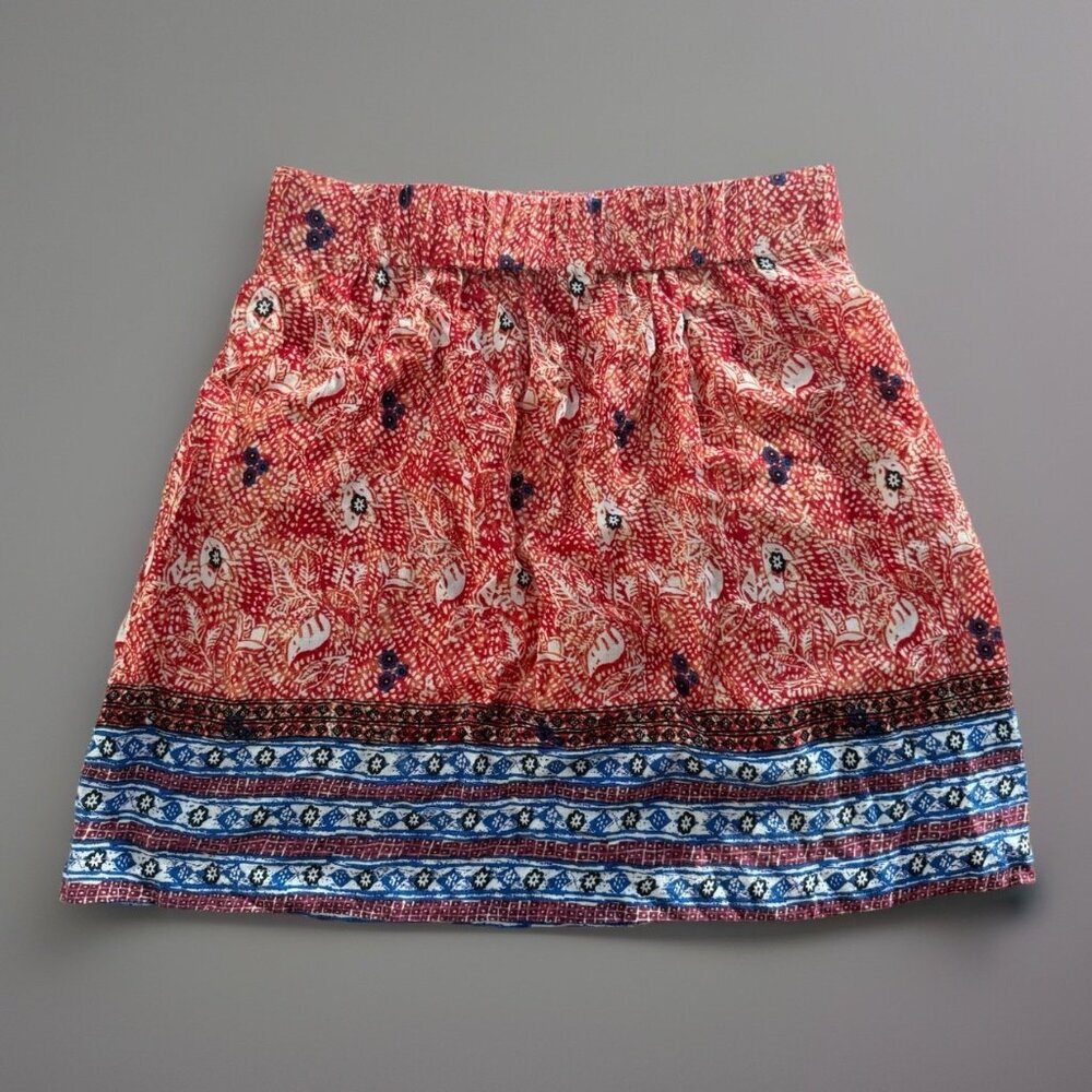 Cabi Bella Batik Skirt Women's Sz S Elephant Print Boho Stretch Waist Pockets